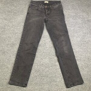 Oliver Logan Womens Slim Straight Leg Jeans Faded Black Button Fly Size 26